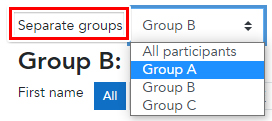  Separate groups dropdown box
