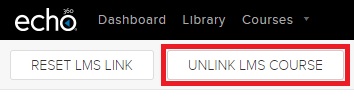 User clicking the Unlink LMS Course button
