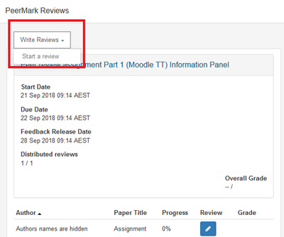 Select Write Reviews then Start a review after the due date.